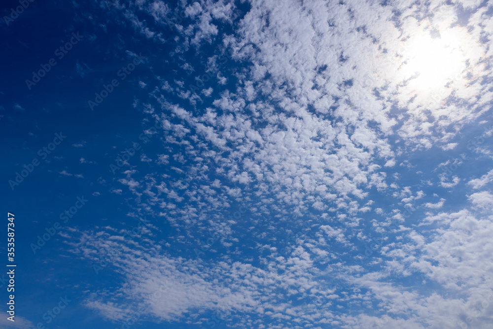 Incredible blue sky with fluffy white clouds. Beautiful cloud patterns in sun rays, peace and tranquility. Best background. Incredible blue sky with fluffy white clouds. Beautiful cloud patterns in sun rays, peace and tranquility. Best background.