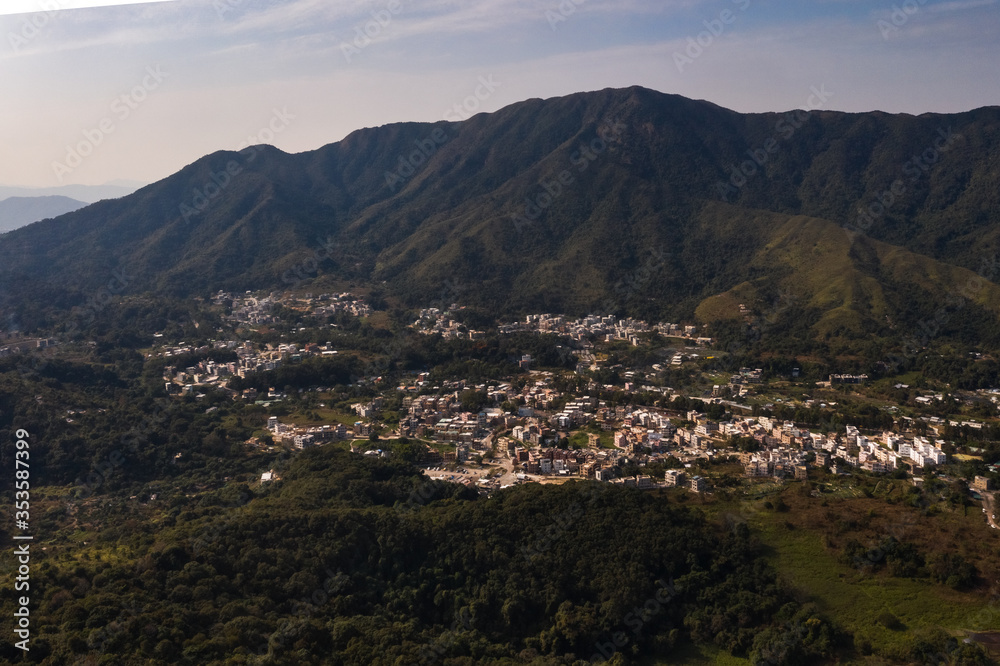 Obraz premium Hong Kong aerial landscape mountain view scene