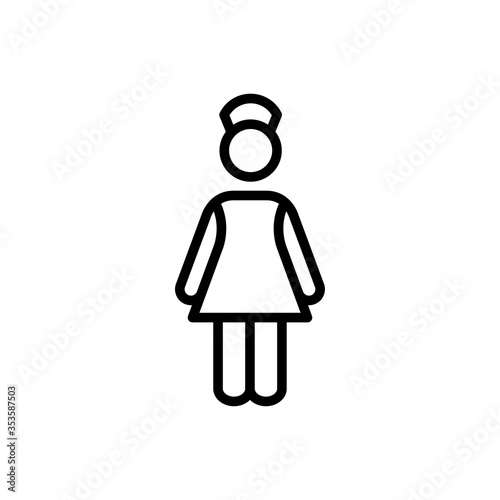 Símbolo asistencia sanitaria. Icono plano lineal enfermera en color negro