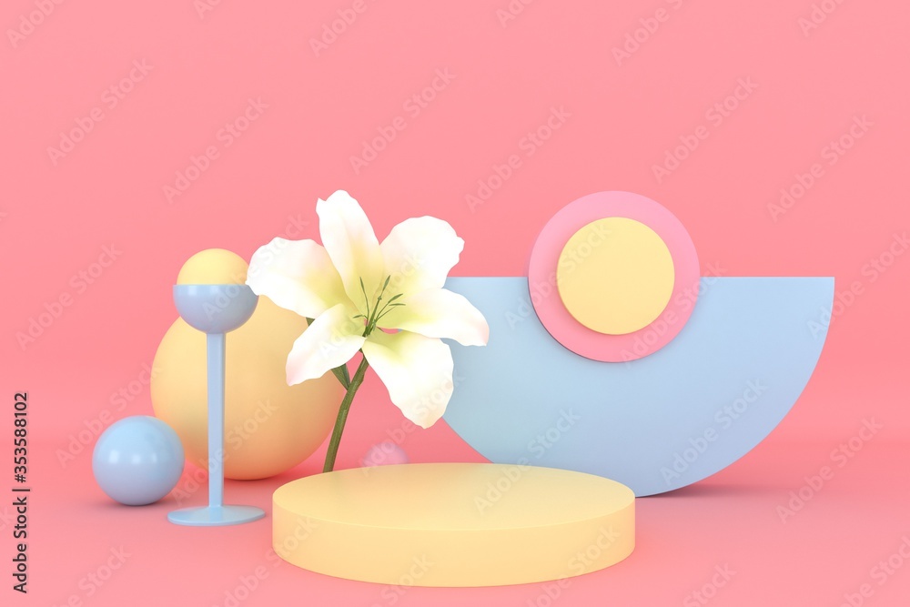 abstract 3d depth and realism background,pastel color showcase for product . 3d rendering