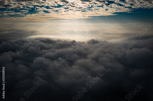 Hong Kong Sea of clouds aerial view scene from top