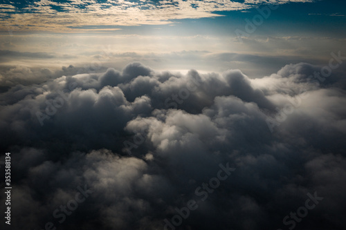 Hong Kong Sea of clouds aerial view scene from top