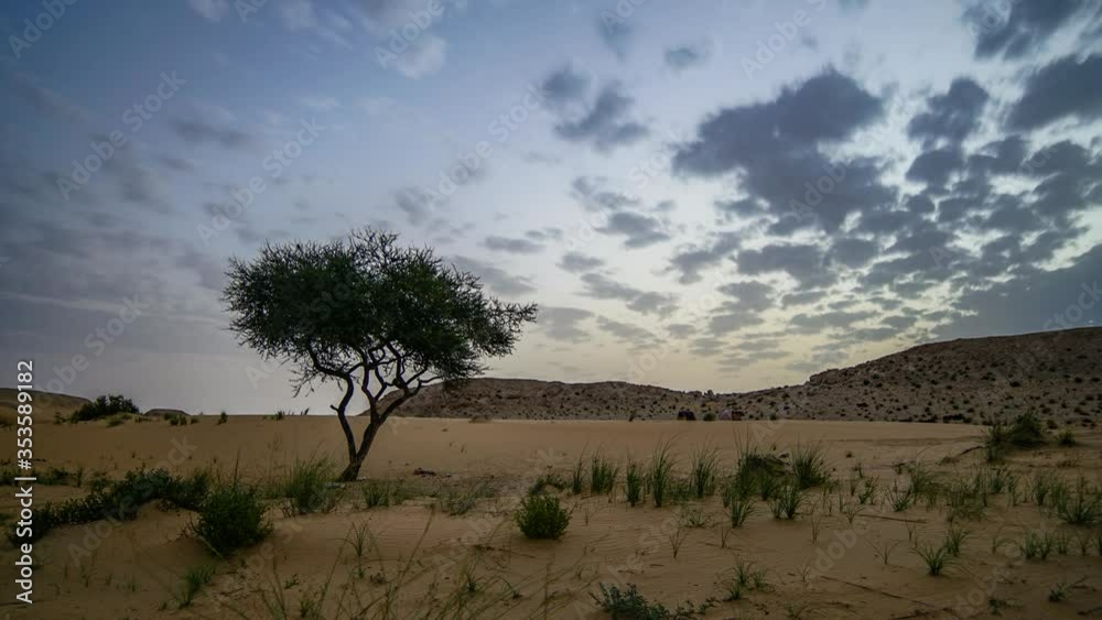 Sunrise in south of Qatar desert time lapse Sunrise in south of Qatar desert time lapse