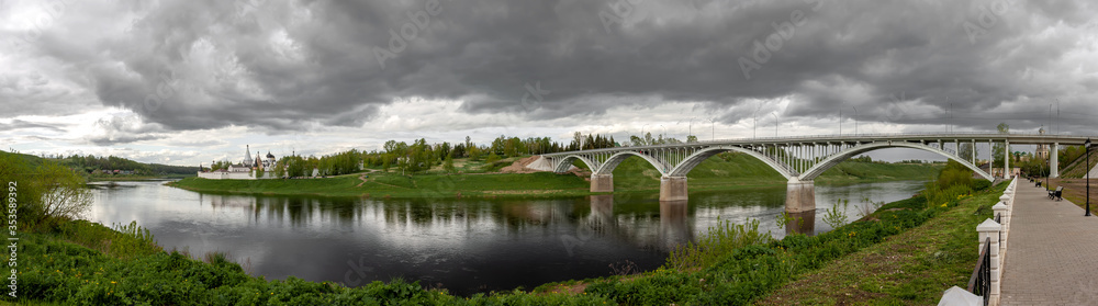 Beautiful bridge over a large river with a beautiful promenade Beautiful bridge over a large river with a beautiful promenade