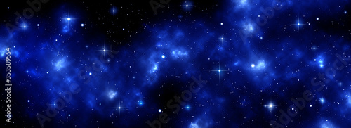 Space galaxy background with shining stars and nebula in blue purple pink color, Cosmos with colorful milky way, Galaxy at starry night use for Decorative design web page banner wallpaper