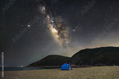Hong Kong Starry Milky Way night view scene