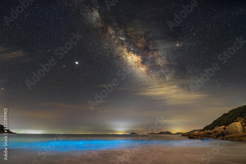 Hong Kong Night Starry Milky Way view scene