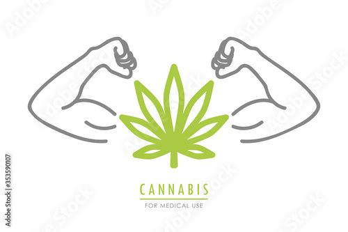 strong cannabis leaf with muscular arms vector illustration EPS10