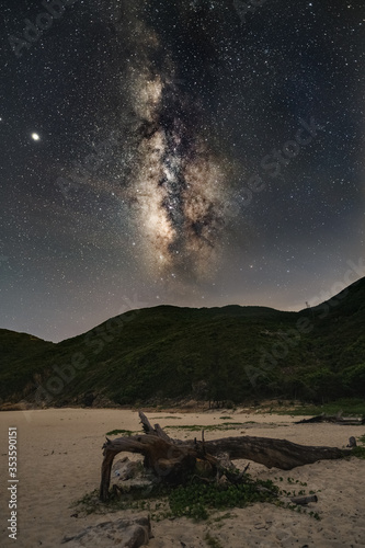 Hong Kong Night Starry Milky Way view scene