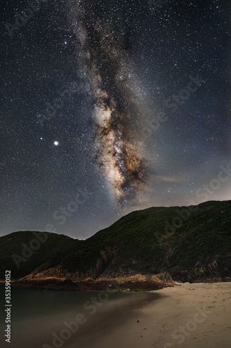 Hong Kong Night Starry Milky Way view scene