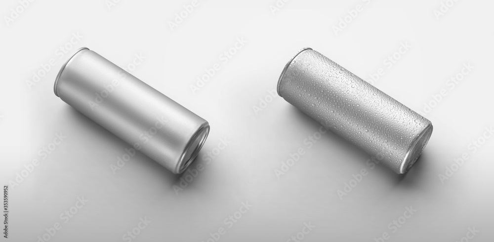 Template of a silver empty bottle with drops, aluminum can with alcohol and water condensate, for presentation design. Template of a silver empty bottle with drops, aluminum can with alcohol and water condensate, for presentation design.