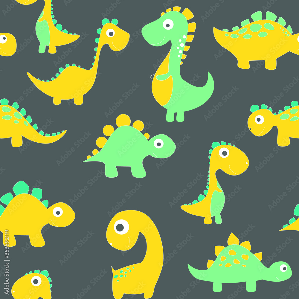 Childish dinosaur seamless pattern for fashion clothes, fabric, t shirts. hand drawn vector Childish dinosaur seamless pattern for fashion clothes, fabric, t shirts. hand drawn vector