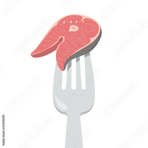 Fish slice on the fork vector isolated