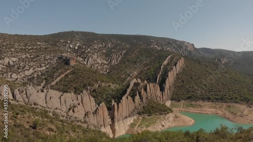 The natural monument of the walls of Finestres, a Chinese wall created in Spain by nature. This is located in the border between Catalonia and Aragon. photo