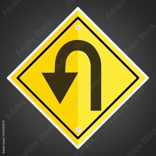 Left hairpin curve sign