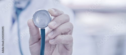 Close up hand holding stethoscope,Doctor stethoscope