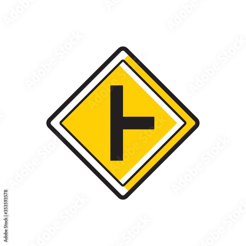 Side road at a perpendicular angle sign