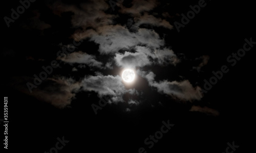 Full moon and lots of clouds. Close up. Night shot