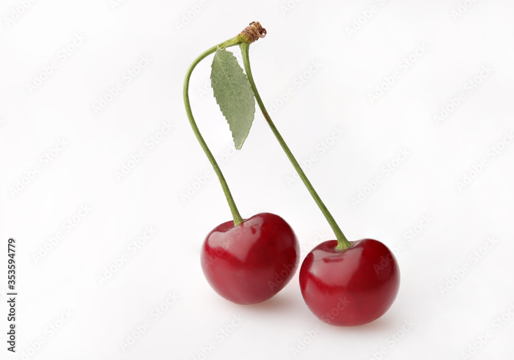 Ripe cherry on a white background Ripe cherry on a white background