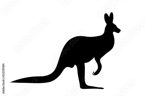 Vector silhouette of kangaroo on white background. Symbol of animal.