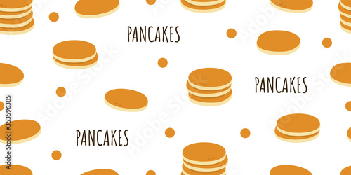 Pancakes. Seamless pattern. Food background texture. Vector