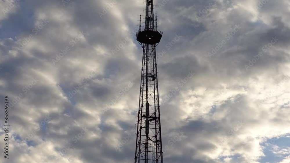 A TV tower amid the clouds. Shooting of time lapse. A TV tower amid the clouds. Shooting of time lapse.