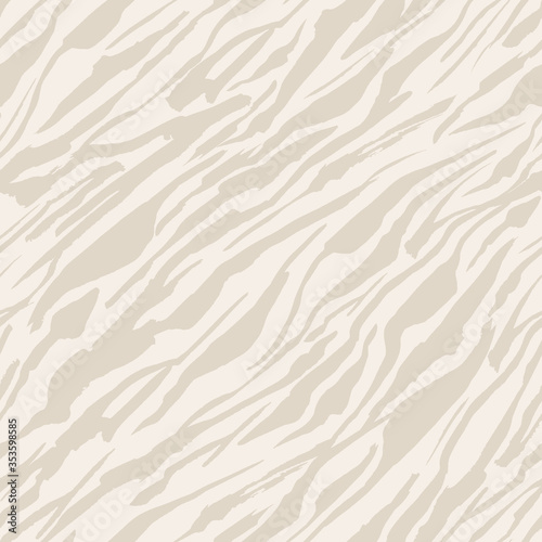 Abstract Safari pattern, white tiger or zebra seamless print, vector background. African safari wild animal fur skin pattern with beige stripes, simple flat modern decoration background