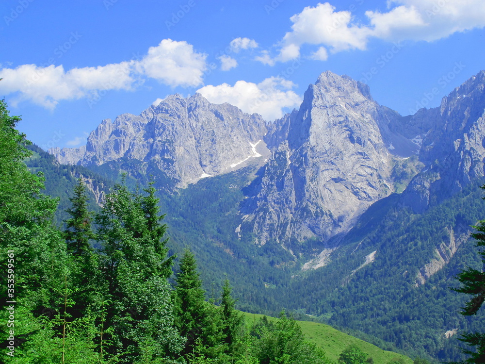 Blick auf Wilden Kaiser, kaisertal, Kufstein Blick auf Wilden Kaiser, kaisertal, Kufstein