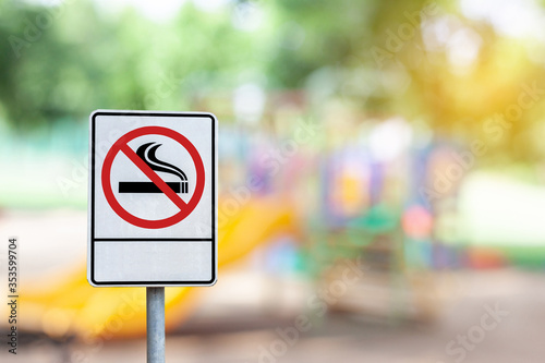 No smoking sign Of the playground in the park.
