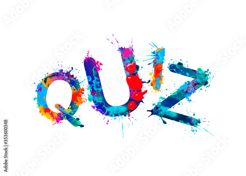 Quiz. Vector word of colorful splash paint letters