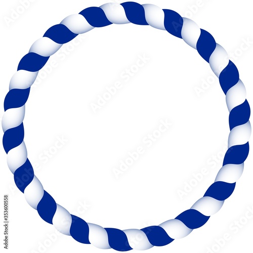 Nautischer Seil oder Kordel Rahmen in einem Blau und weiß Verlauf als Vektor auf einem isolierten weißen Hintergrund.