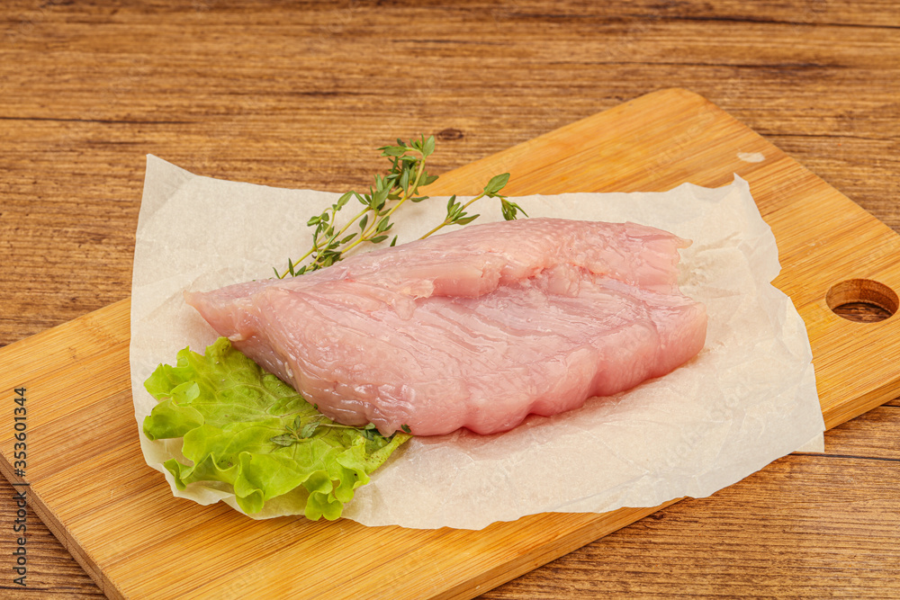 Raw turkey breast steak for cooking Raw turkey breast steak for cooking