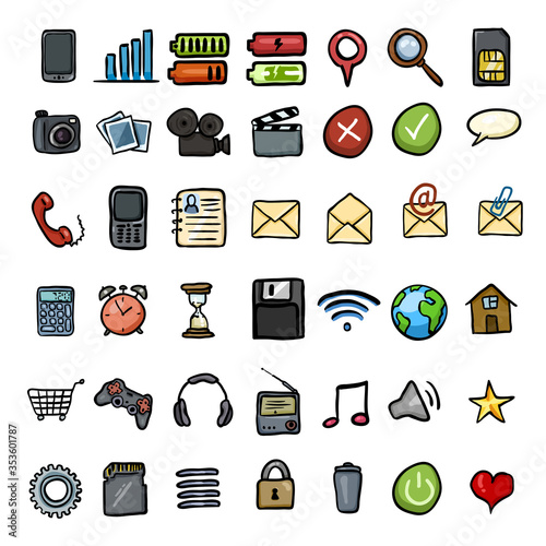 Vector Set of Doodle Mobile Icons