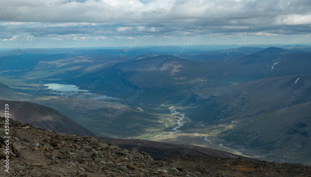 View from Kebnekaise at the western trail, Lapland, Sweden. View from Kebnekaise at the western trail, Lapland, Sweden.