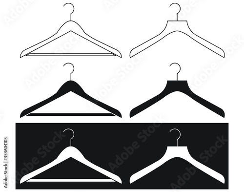 Ilustración de perchas, colgador, vector, blanco y negro