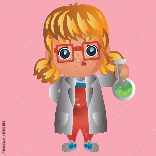 Girl holding laboratory flask