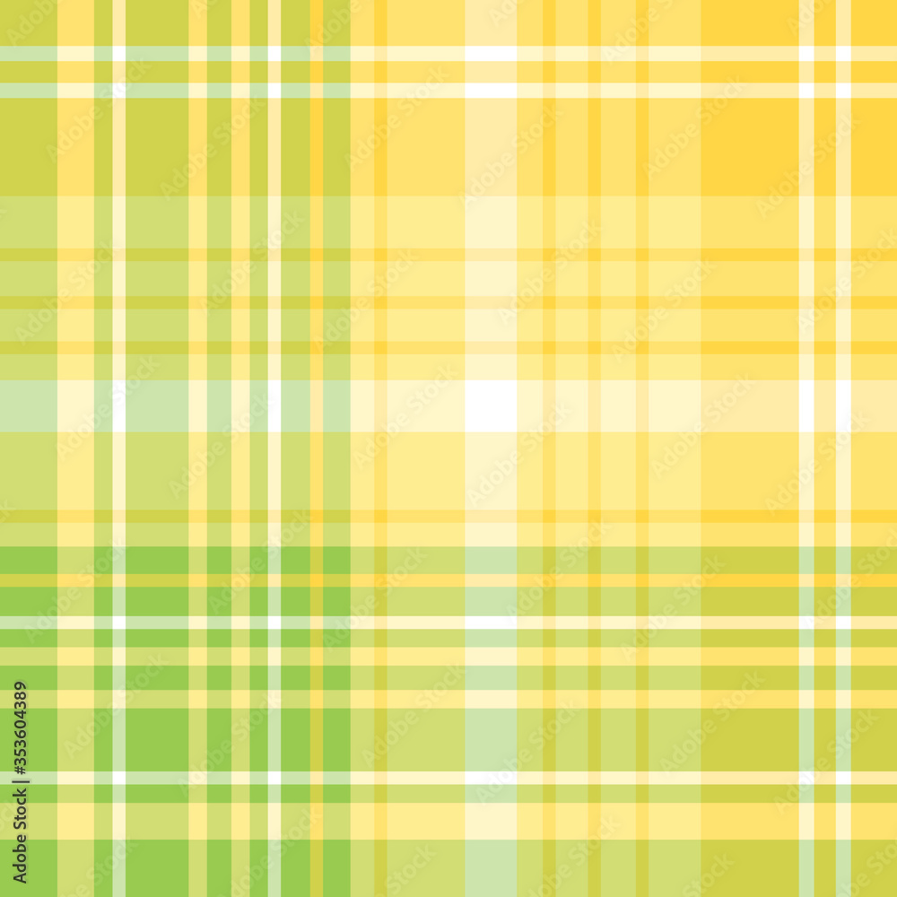 Seamless pattern in green, yellow and white colors for plaid, fabric, textile, clothes, tablecloth and other things. Vector image.