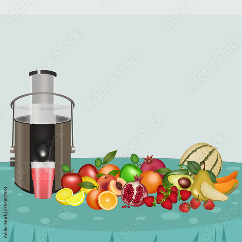 illustration of fresh fruit centrifuged