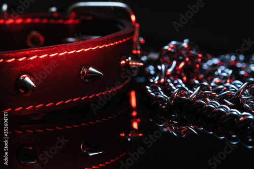 Fotografiet collar and chain elements of the BDSM subculture
