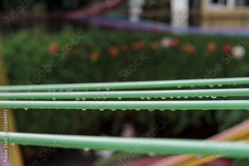 Wet clotheslines after the rain