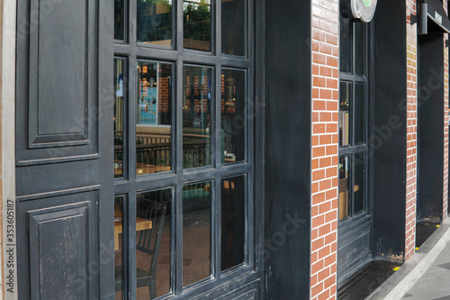 Retro black wooden window frame