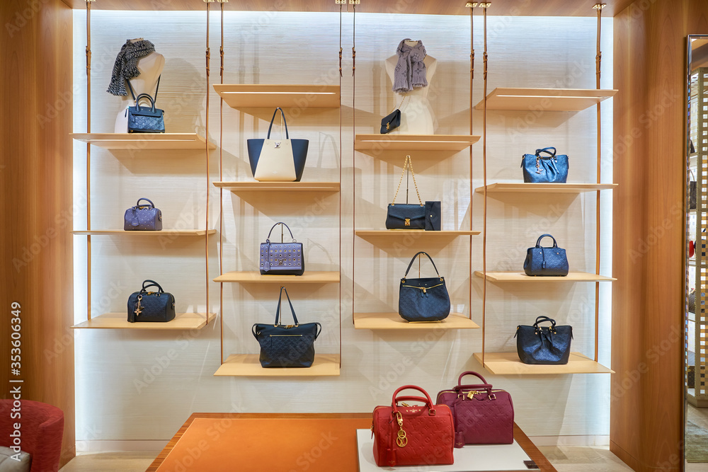 HONG KONG - NOVEMBER 23, 2016: inside of Louis Vuitton store. Louis Vuitton  Malletier is a French fashion house. Stock Photo