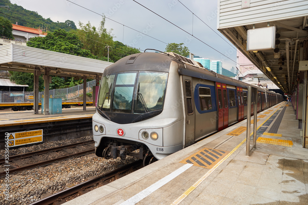 HONG KONG - CIRCA NOVEMBER, 2016: an MTR train on the East Rail Line ...
