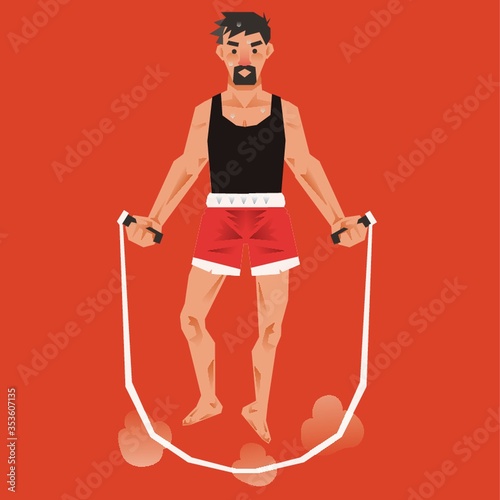 Man jumping with skipping rope