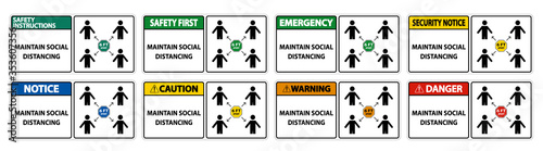 Maintain social distancing, stay 6ft apart sign,coronavirus COVID-19 Sign Isolate On White Background,Vector Illustration EPS.10