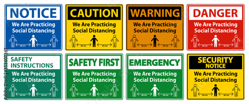We Are Practicing Social Distancing Sign Isolate On White Background,Vector Illustration EPS.10