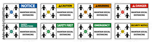 Maintain social distancing, stay 6ft apart sign,coronavirus COVID-19 Sign Isolate On White Background,Vector Illustration EPS.10