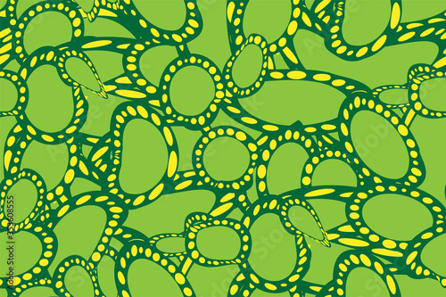 Vector seamless floral pattern with green biological structure