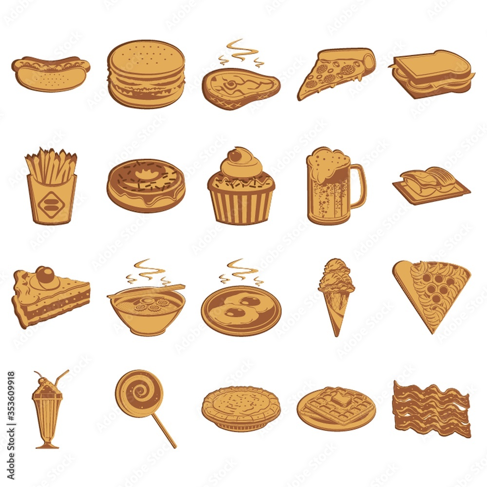 Collection of food icons Collection of food icons