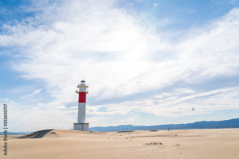 DELTA DE L'EBRE, TARRAGONA, CATALUNYA, SPAIN - JUNE 5, 2019: Beach of 